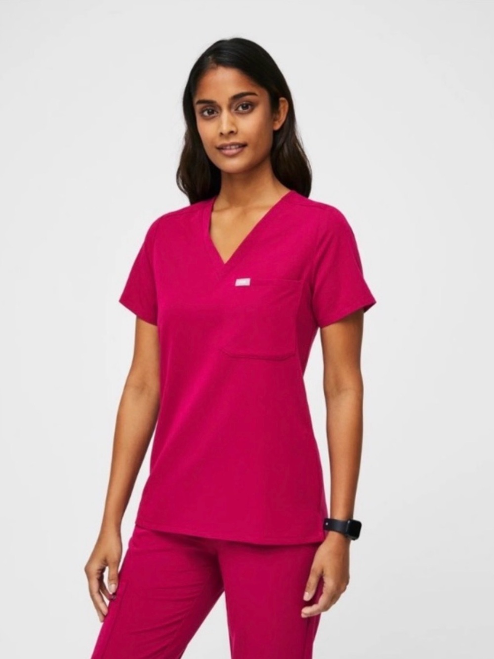 FIGS Ultra Rose Catarina Scrub Top & High Waisted Zamora Jogger Set - Picture 2 of 10
